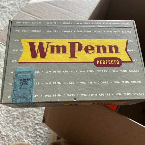 Wm Penn Perfecto Cigar Box | Vtg Cardboard Tobacciana Collectible Advertising - Picture 1 of 3
